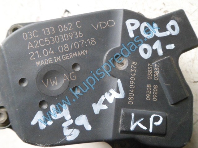 škrtiaca klapka na vw volkswagen polo 1,4i 16V, 03C133062C